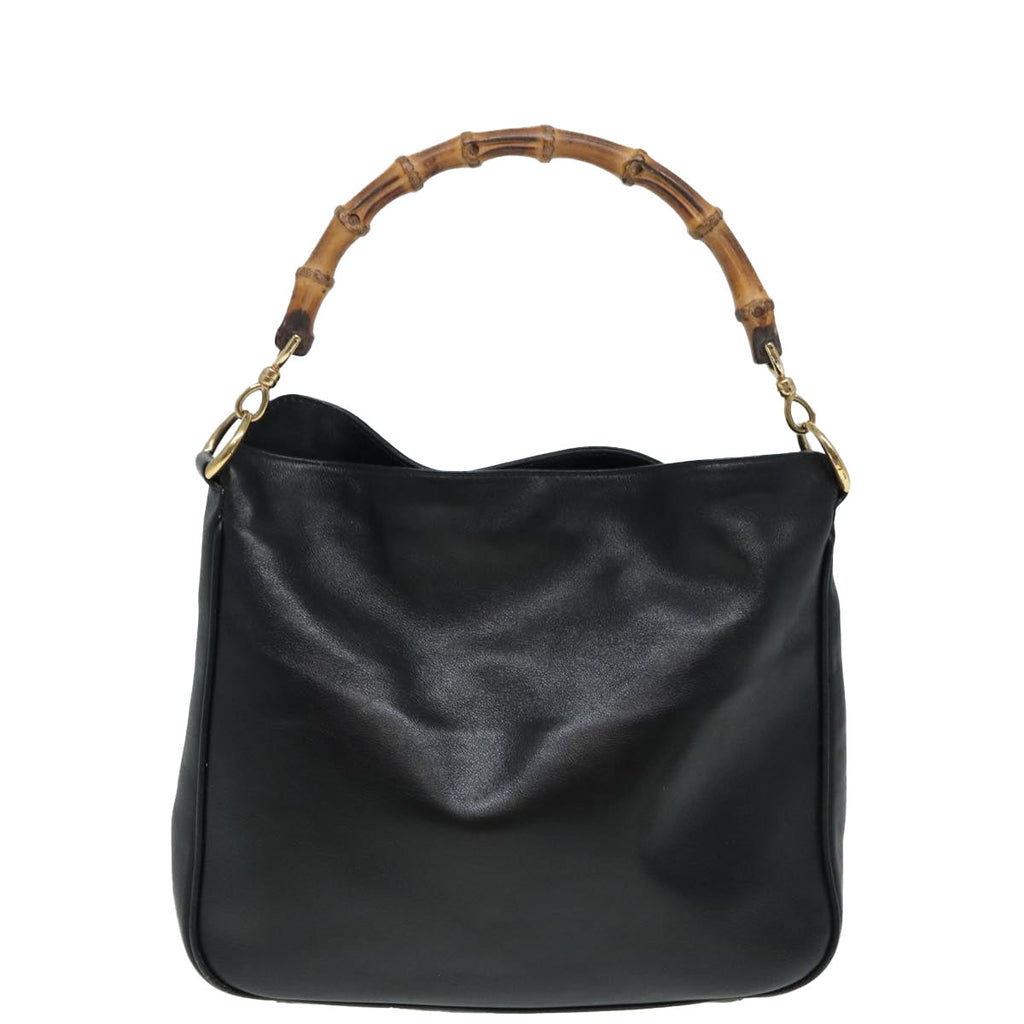 GUCCI Bamboo Shoulder Bag Leather 2way Black 84762