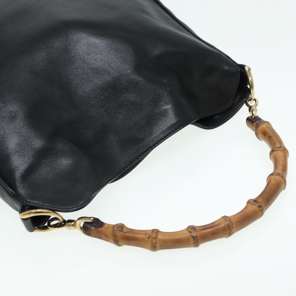 GUCCI Bamboo Shoulder Bag Leather 2way Black 84762
