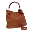 GUCCI Bamboo Shoulder Bag Leather 2way Brown 001 14 1577 84763