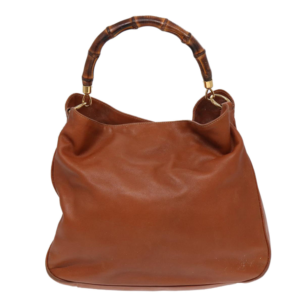 GUCCI Bamboo Shoulder Bag Leather 2way Brown 001 14 1577 84763