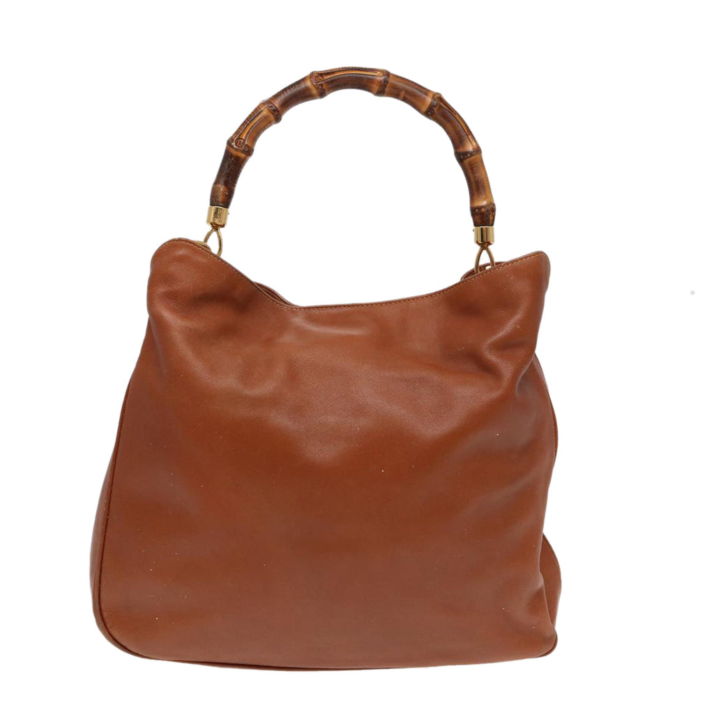GUCCI Bamboo Shoulder Bag Leather 2way Brown 001 14 1577 84763
