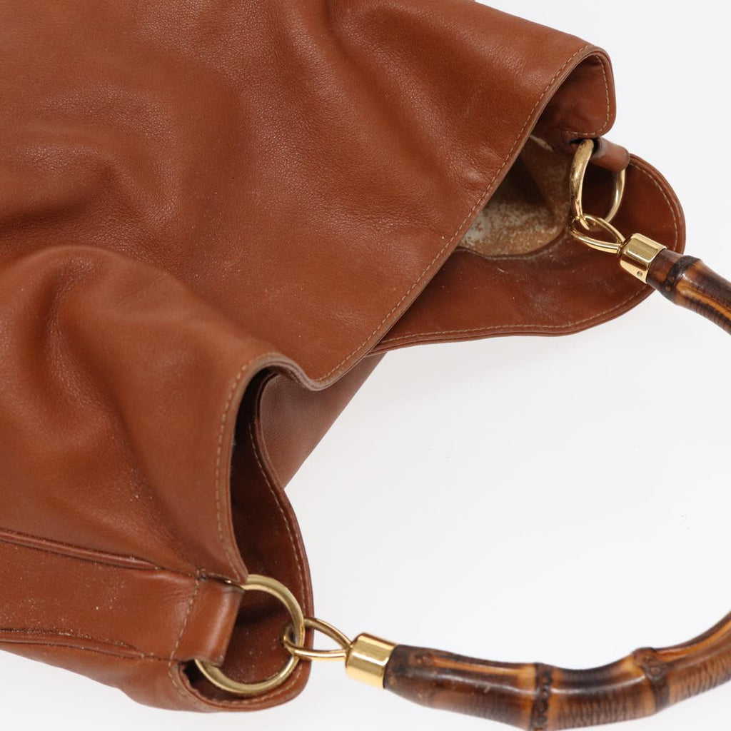 GUCCI Bamboo Shoulder Bag Leather 2way Brown 001 14 1577 84763
