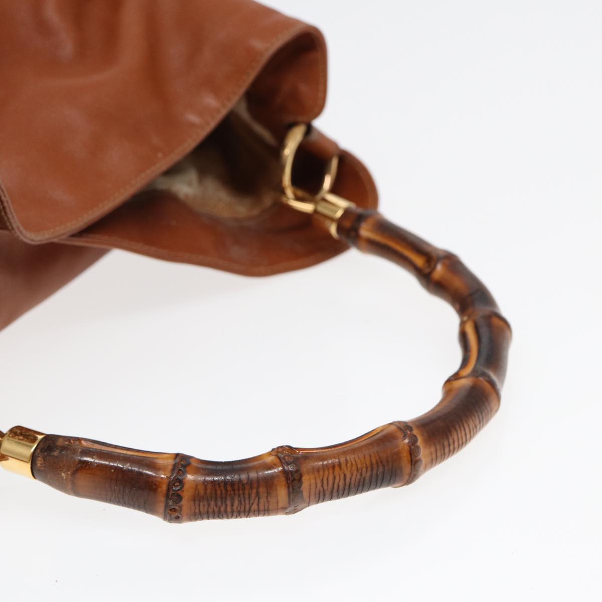 GUCCI Bamboo Shoulder Bag Leather 2way Brown 001 14 1577 84763
