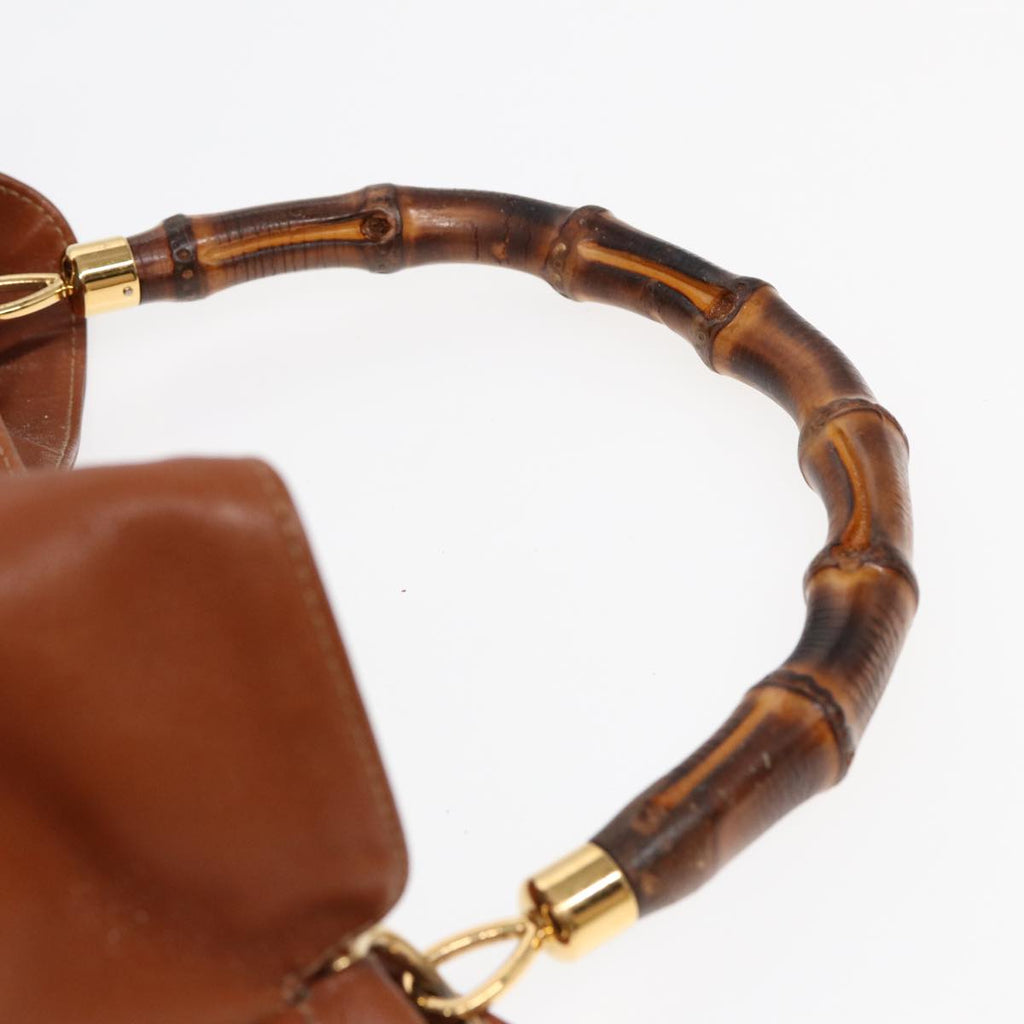 GUCCI Bamboo Shoulder Bag Leather 2way Brown 001 14 1577 84763