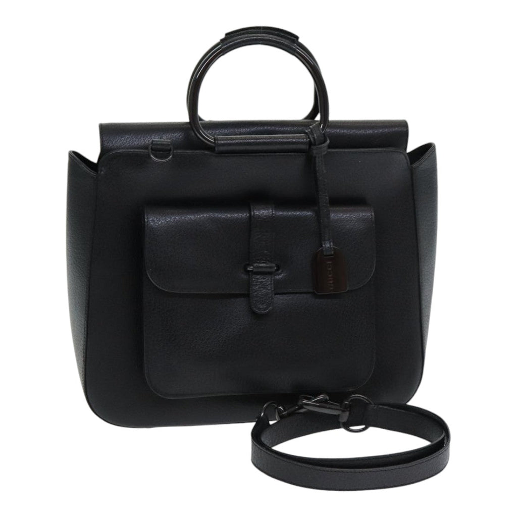 GUCCI Hand Bag Leather 2way Black 000 2058 0307 6 84764
