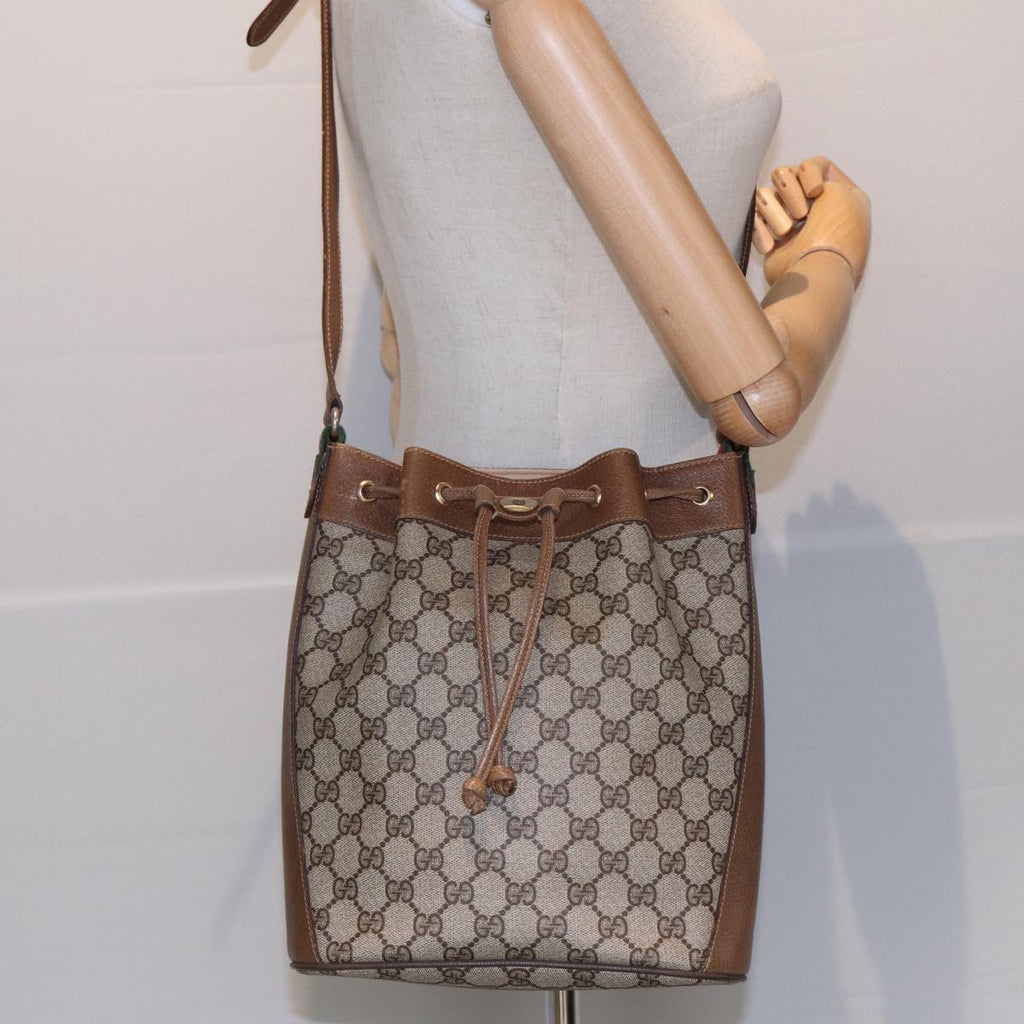 GUCCI GG Supreme Web Sherry Line Shoulder Bag PVC Beige 72 02 034 84766