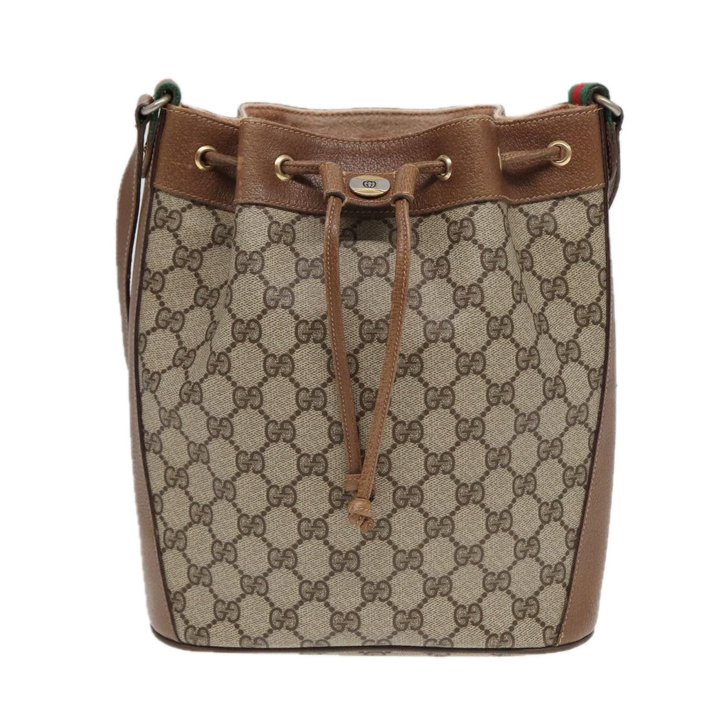 GUCCI GG Supreme Web Sherry Line Shoulder Bag PVC Beige 72 02 034 84766