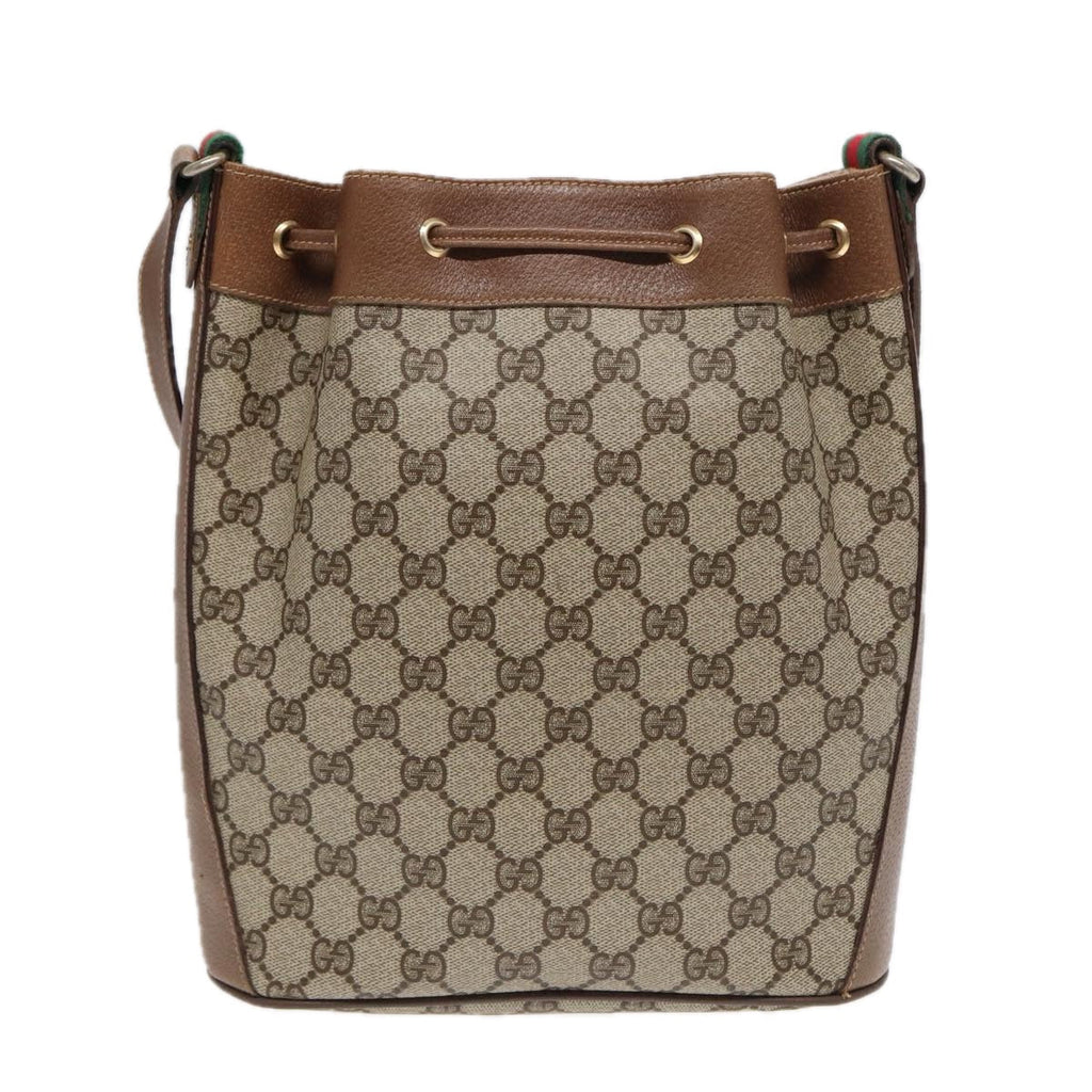 GUCCI GG Supreme Web Sherry Line Shoulder Bag PVC Beige 72 02 034 84766