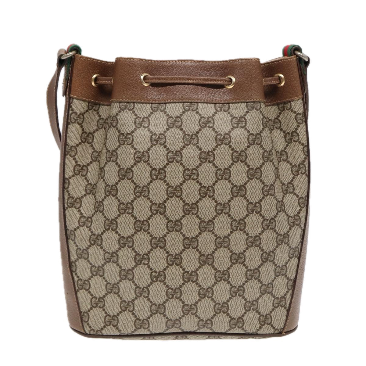 GUCCI GG Supreme Web Sherry Line Shoulder Bag PVC Beige 72 02 034 84766