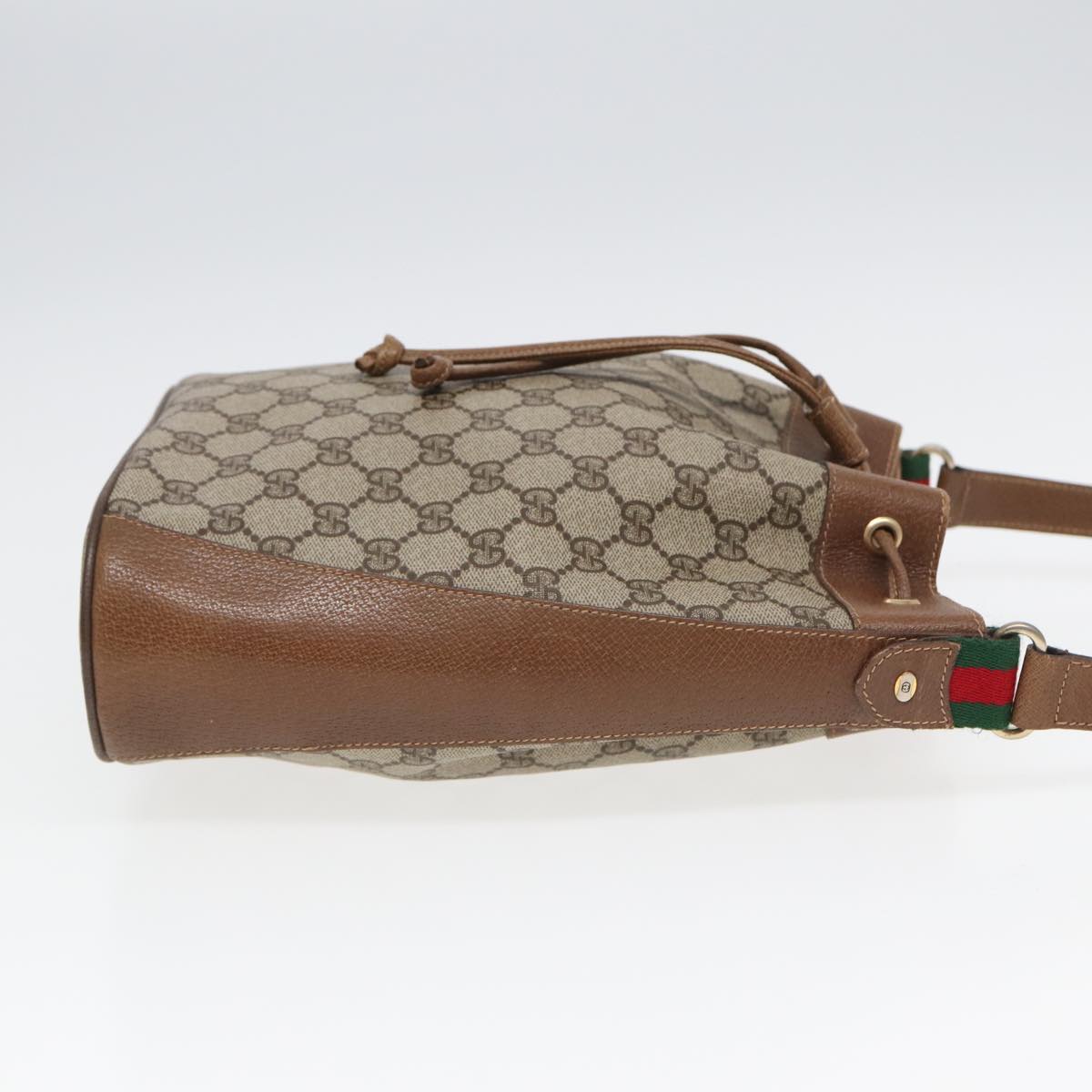 GUCCI GG Supreme Web Sherry Line Shoulder Bag PVC Beige 72 02 034 84766