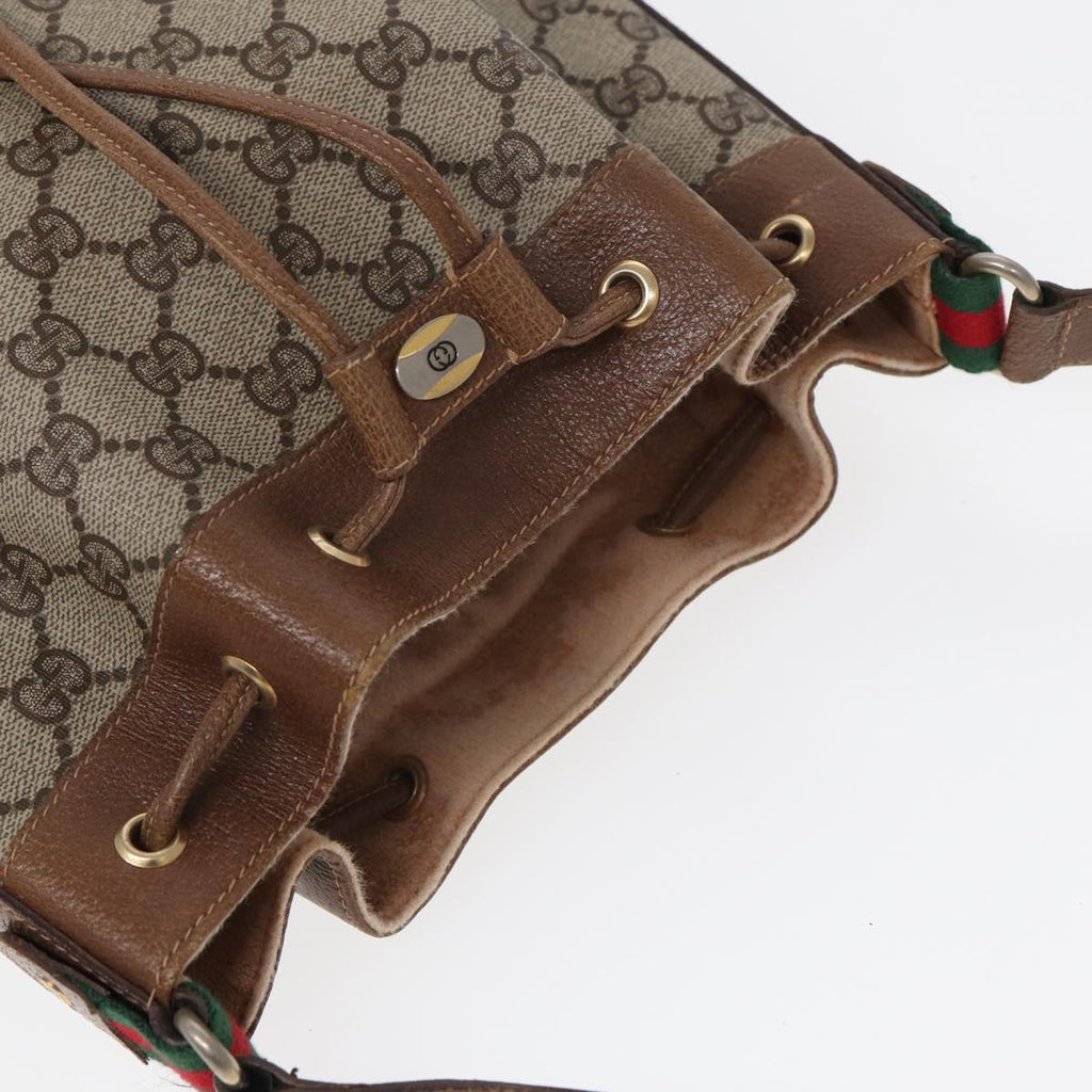 GUCCI GG Supreme Web Sherry Line Shoulder Bag PVC Beige 72 02 034 84766