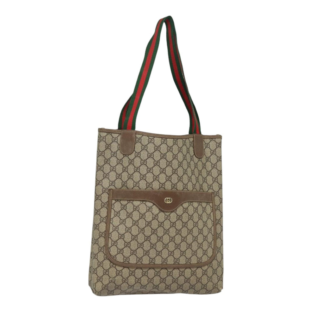 GUCCI GG Supreme Web Sherry Line Tote Bag PVC Beige 002 58 6487 4023 84768