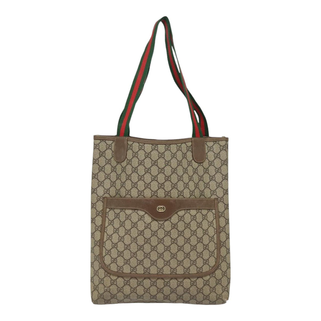 GUCCI GG Supreme Web Sherry Line Tote Bag PVC Beige 002 58 6487 4023 84768
