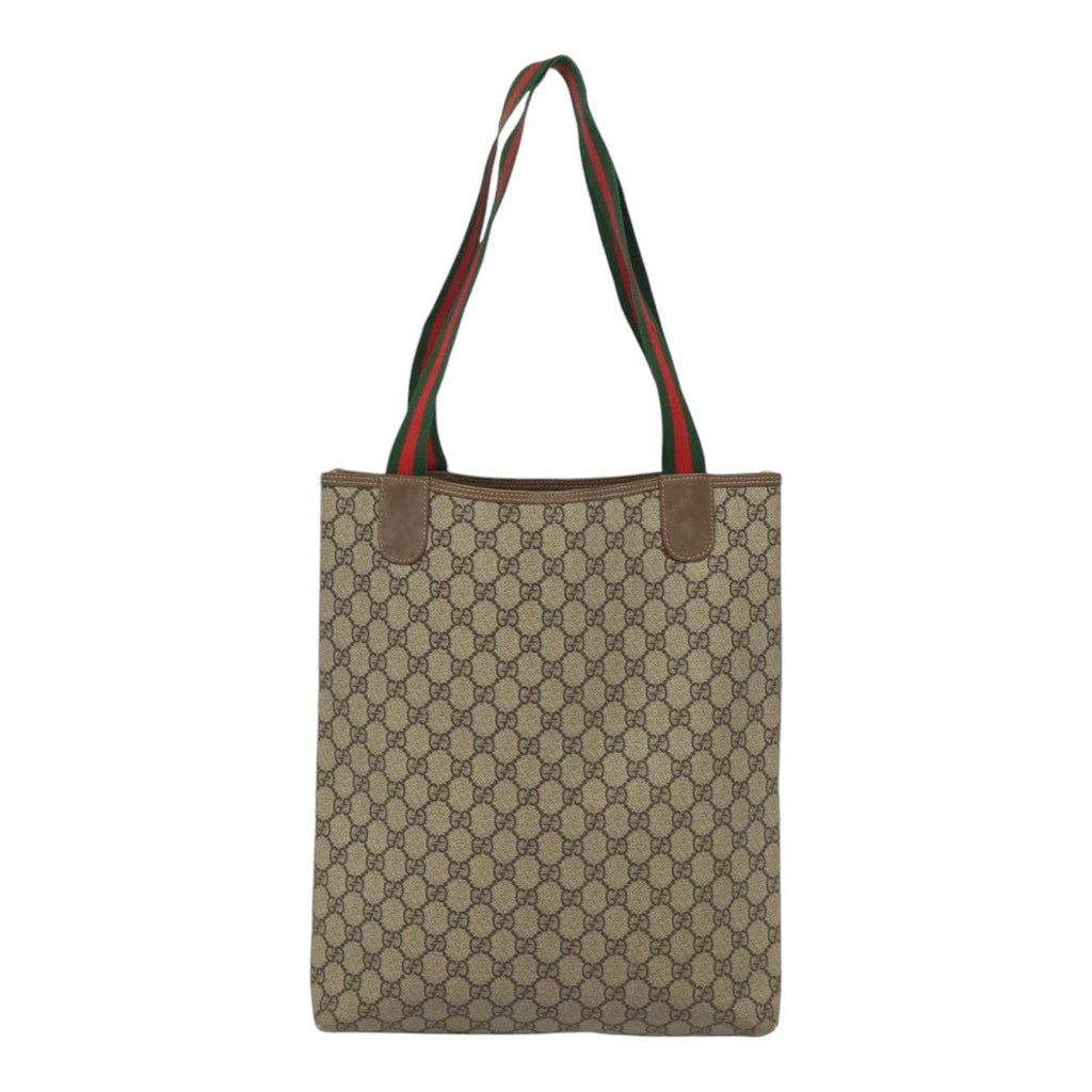 GUCCI GG Supreme Web Sherry Line Tote Bag PVC Beige 002 58 6487 4023 84768