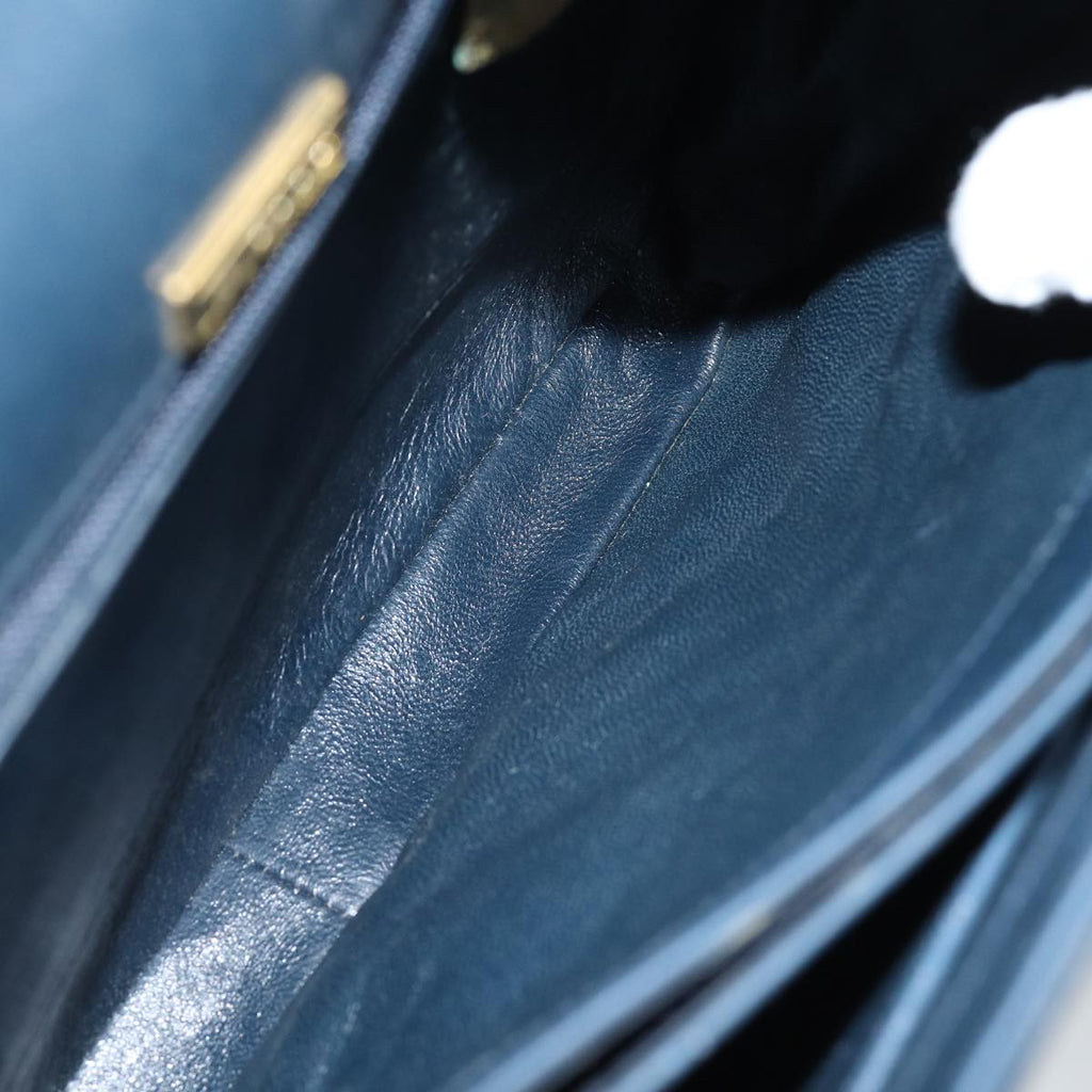 GUCCI Hand Bag Leather Navy 84810