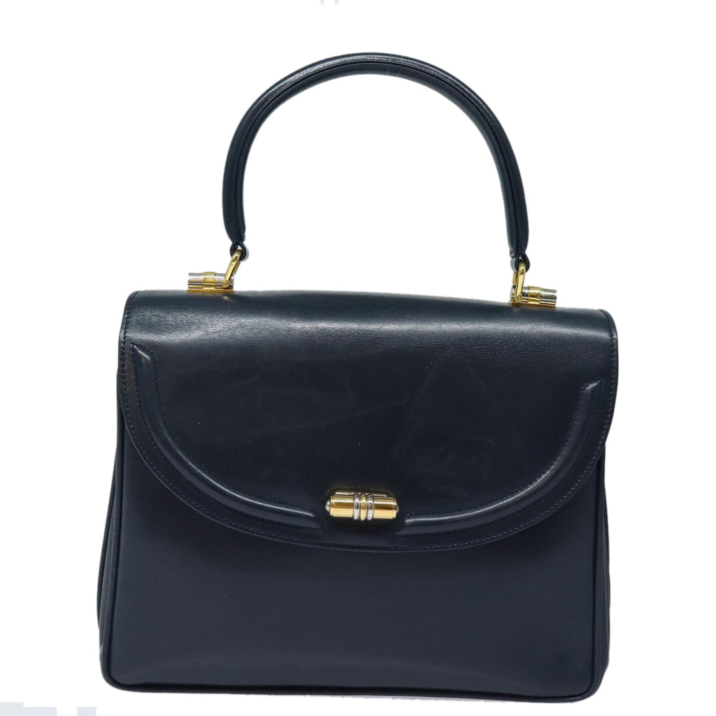 GUCCI Hand Bag Leather Navy 84810