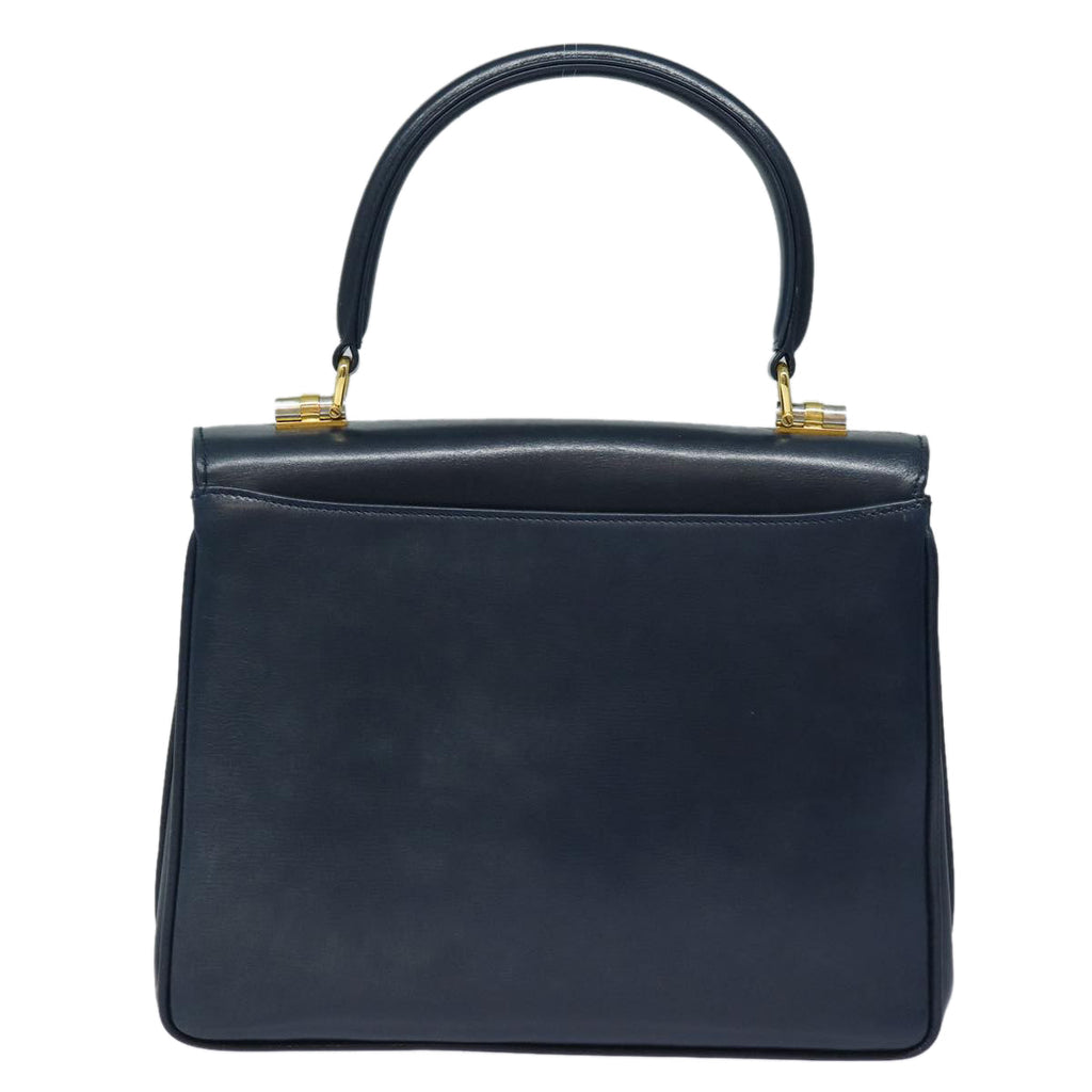GUCCI Hand Bag Leather Navy 84810
