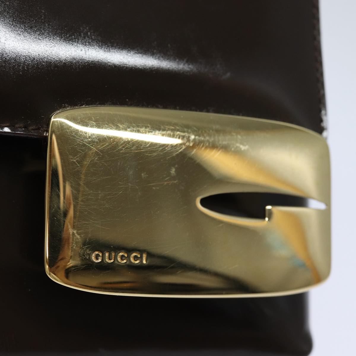 GUCCI Shoulder Bag Patent leather Brown 84811