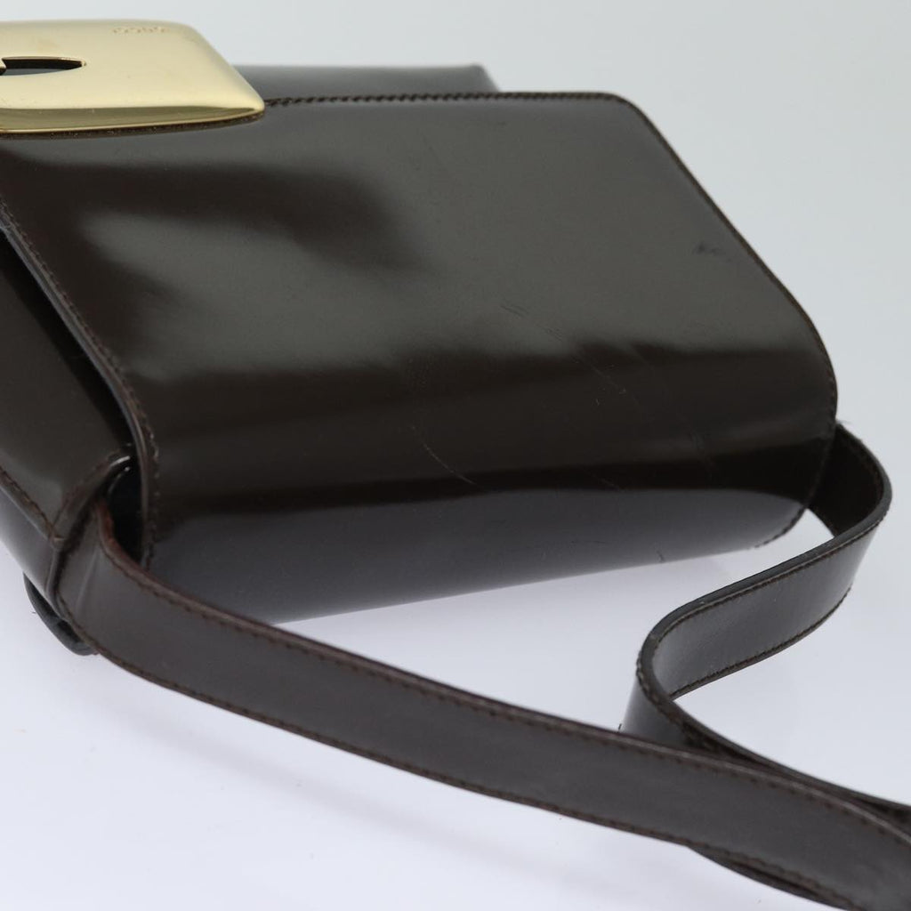 GUCCI Shoulder Bag Patent leather Brown 84811