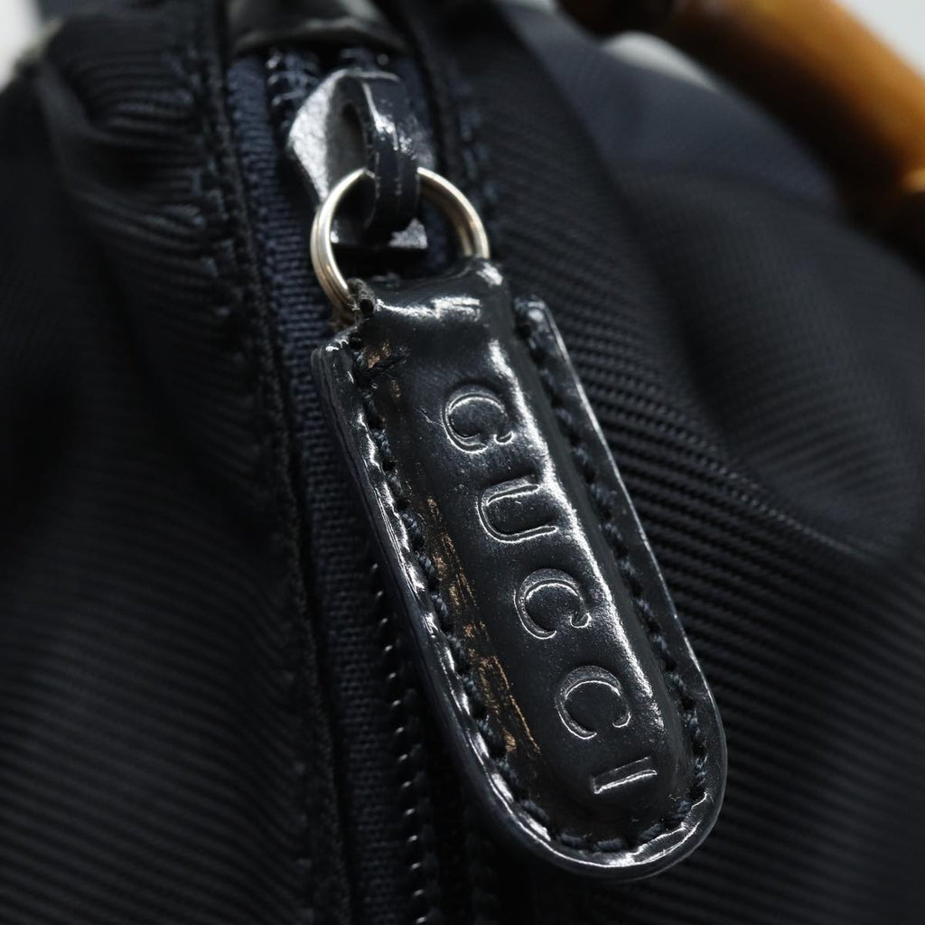 GUCCI Bamboo Hand Bag Nylon Black 000 2404 0509 84812