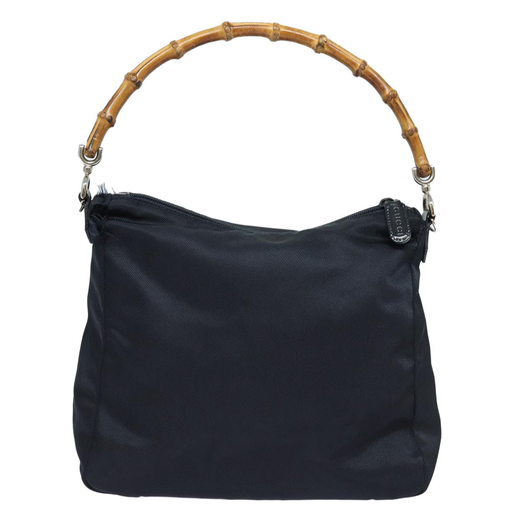 GUCCI Bamboo Hand Bag Nylon Black 000 2404 0509 84812