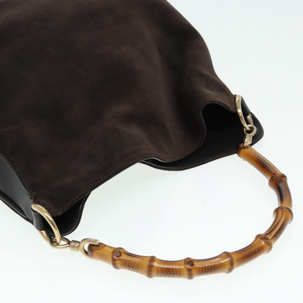 GUCCI Bamboo Shoulder Bag Suede 2way Brown 001 1638 2123 84813