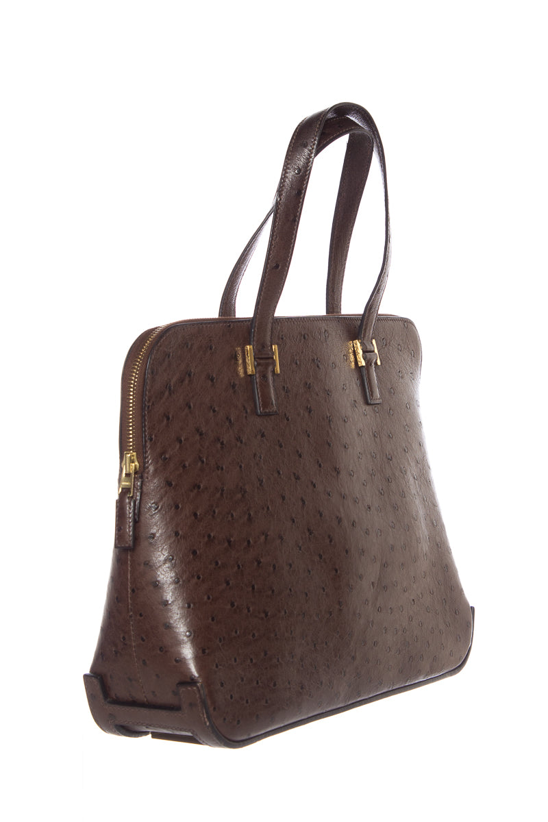 HermÃƒÆ’Ã‚Â¨s Brown Ostrich Escapade Handbag