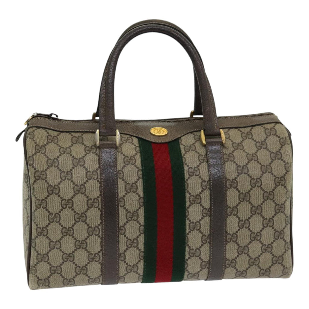 GUCCI GG Supreme Web Sherry Line Boston Bag PVC Beige Red 40 02 007 84924