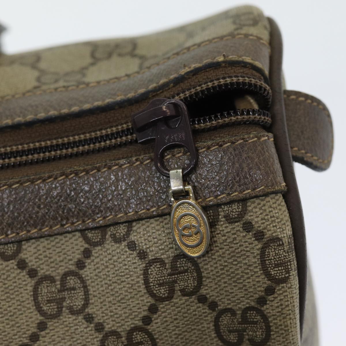 GUCCI GG Supreme Web Sherry Line Boston Bag PVC Beige Red 40 02 007 84924