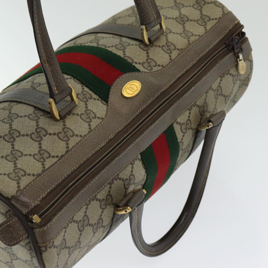 GUCCI GG Supreme Web Sherry Line Boston Bag PVC Beige Red 40 02 007 84924