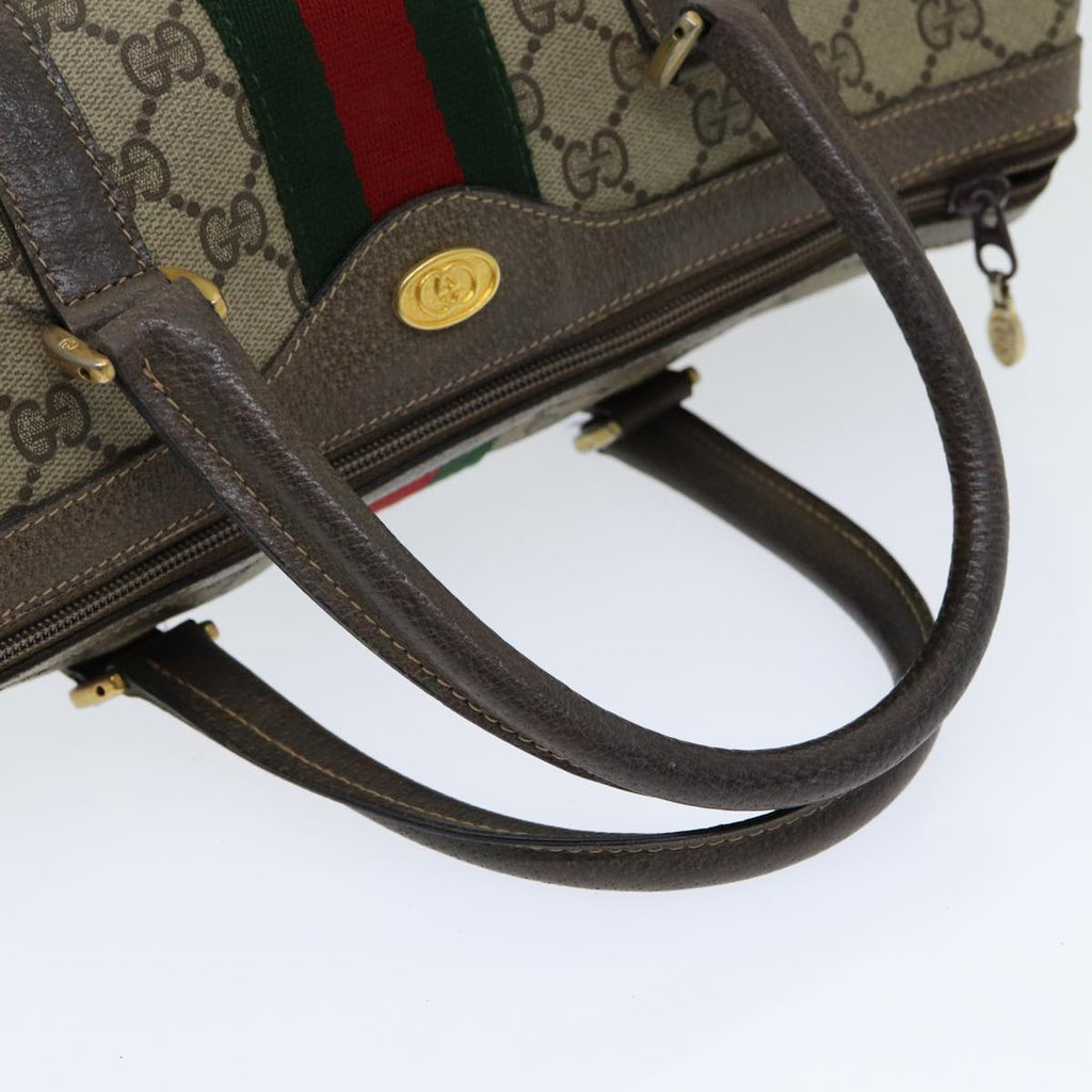 GUCCI GG Supreme Web Sherry Line Boston Bag PVC Beige Red 40 02 007 84924