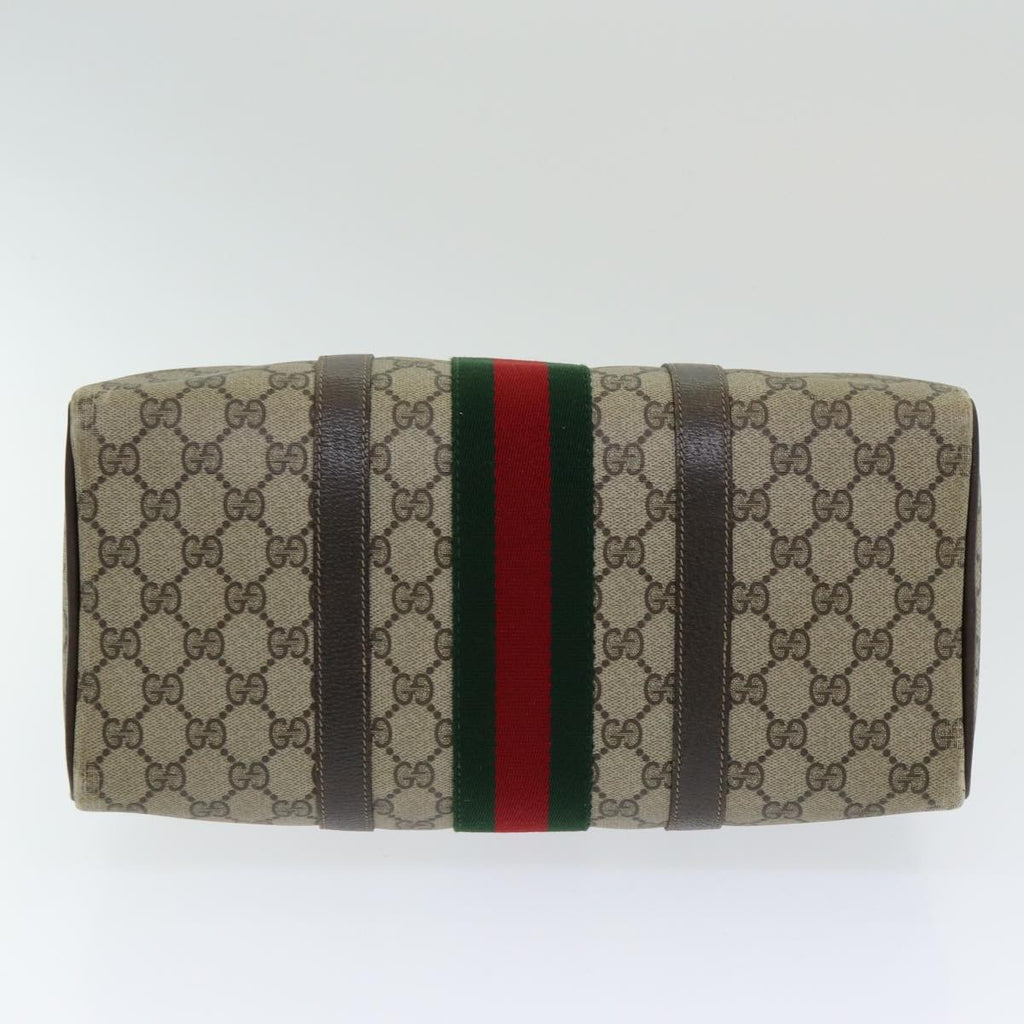 GUCCI GG Supreme Web Sherry Line Boston Bag PVC Beige Red 40 02 007 84924