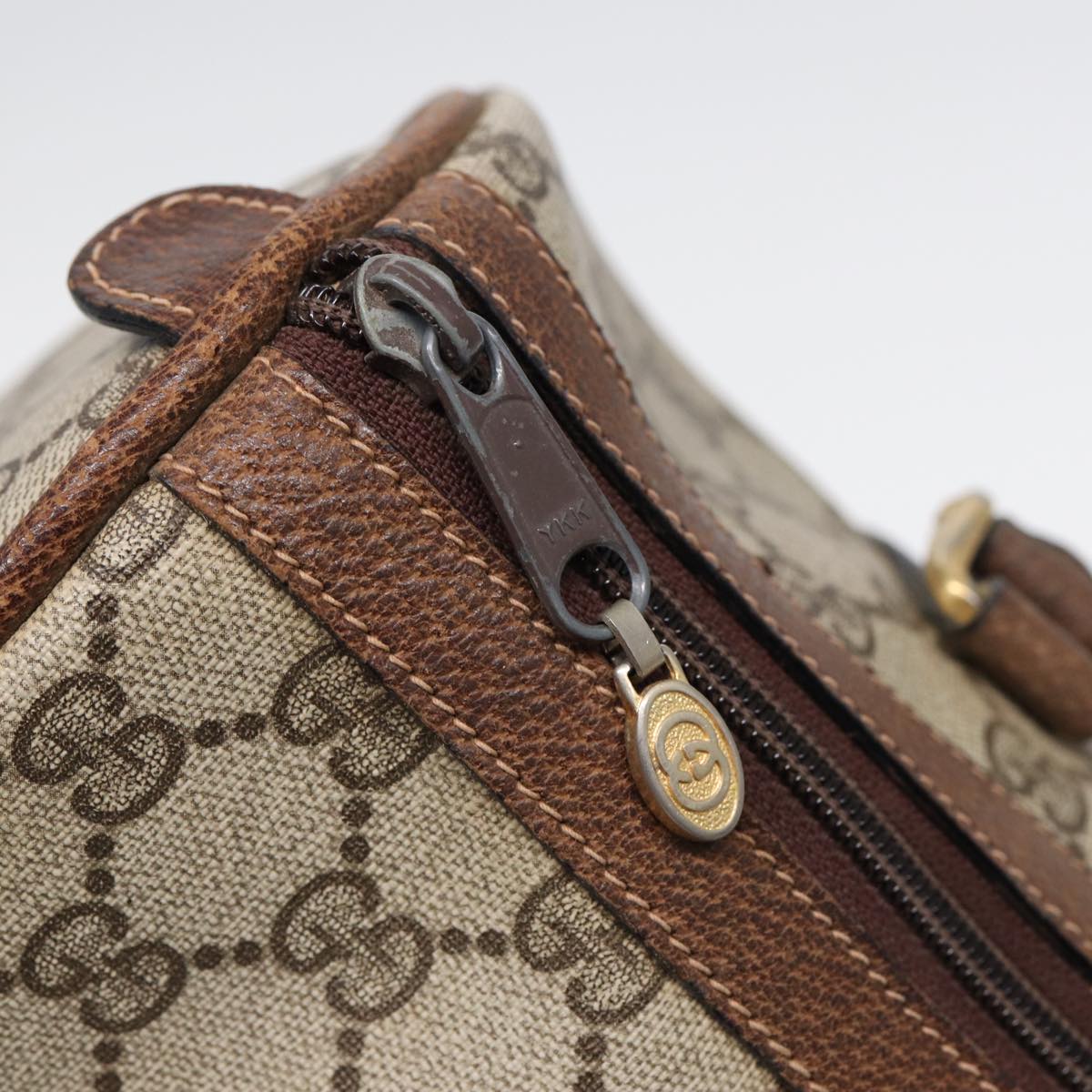 GUCCI GG Supreme Web Sherry Line Boston Bag PVC Beige 012 3842 33 39 84925