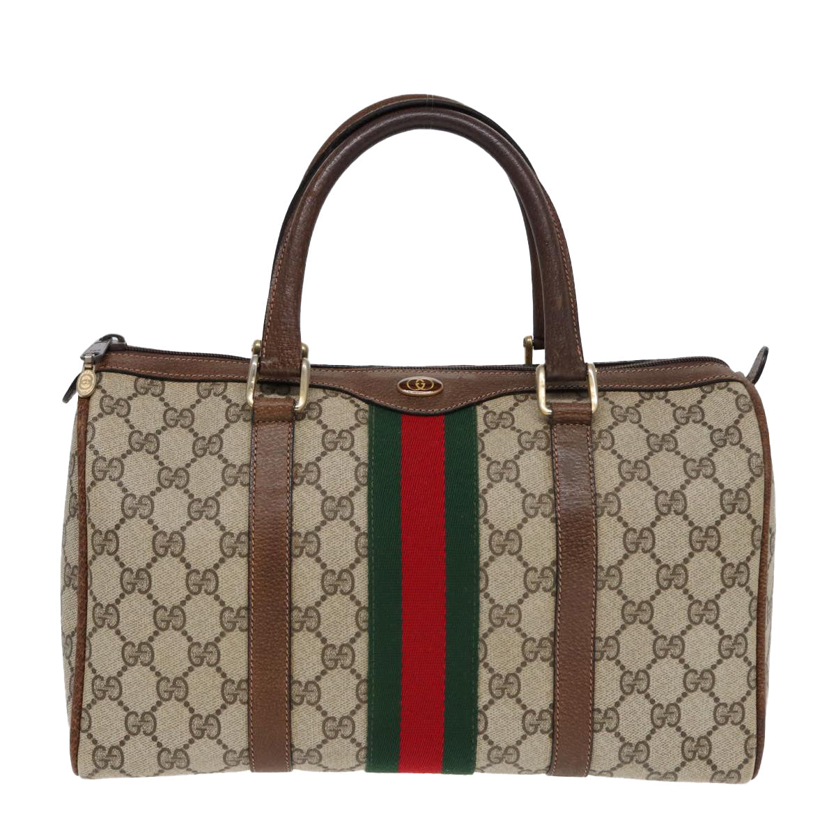 GUCCI GG Supreme Web Sherry Line Boston Bag PVC Beige 012 3842 33 39 84925
