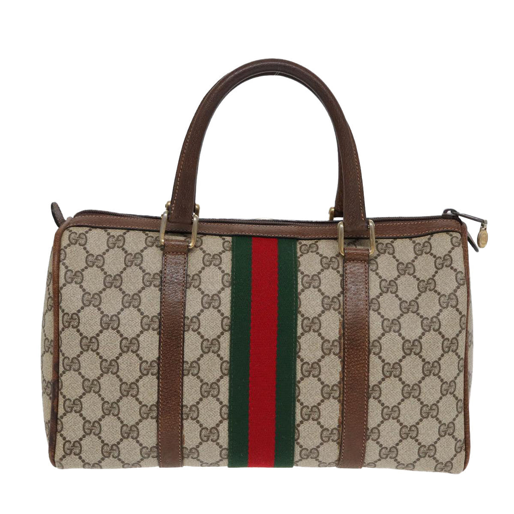 GUCCI GG Supreme Web Sherry Line Boston Bag PVC Beige 012 3842 33 39 84925