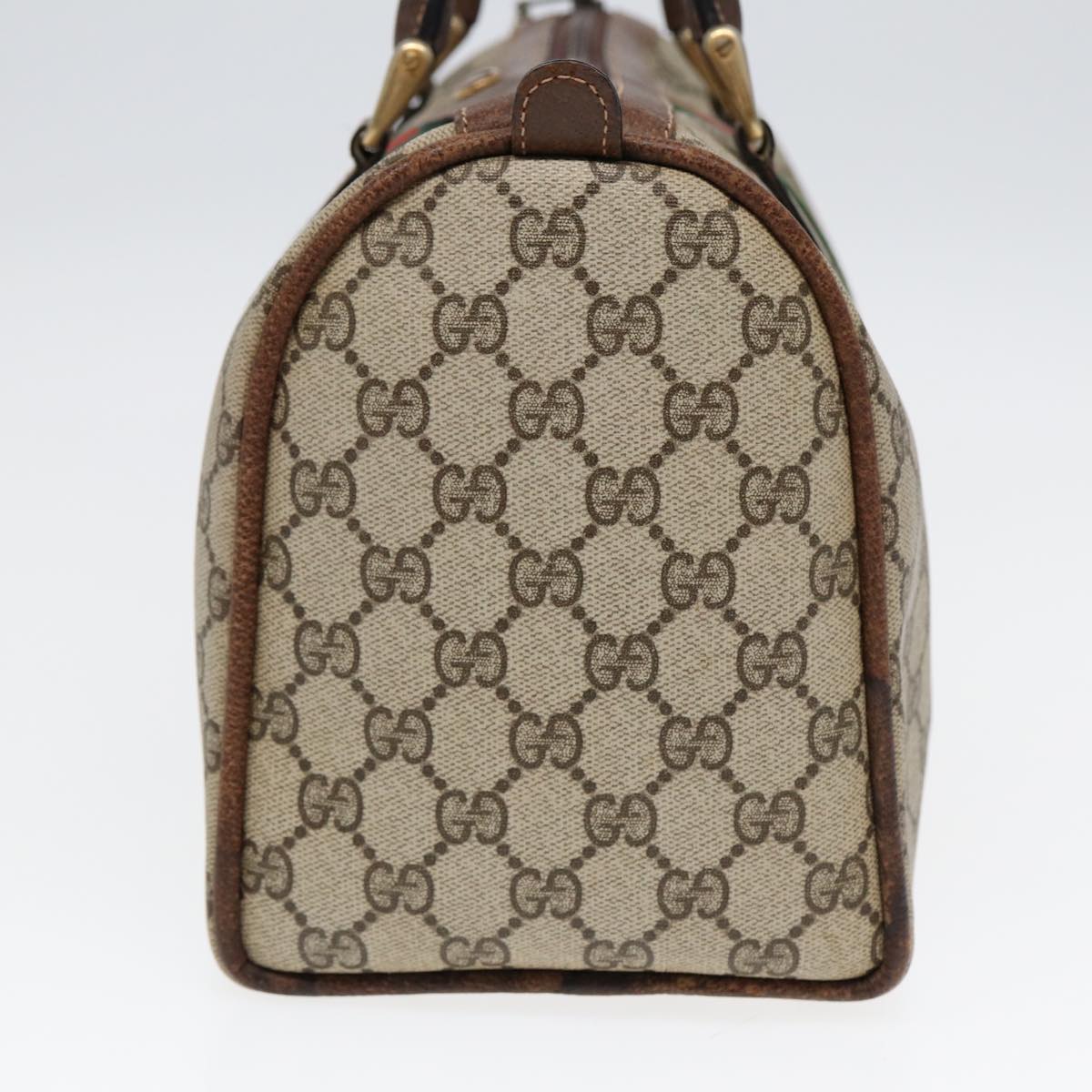 GUCCI GG Supreme Web Sherry Line Boston Bag PVC Beige 012 3842 33 39 84925
