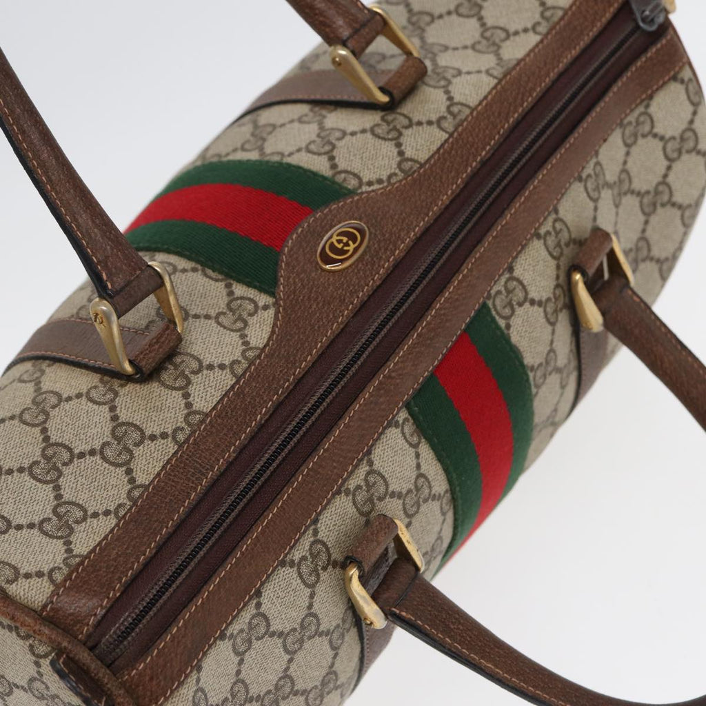 GUCCI GG Supreme Web Sherry Line Boston Bag PVC Beige 012 3842 33 39 84925