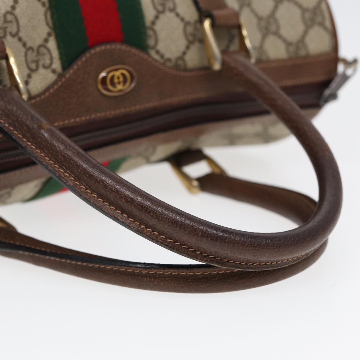 GUCCI GG Supreme Web Sherry Line Boston Bag PVC Beige 012 3842 33 39 84925