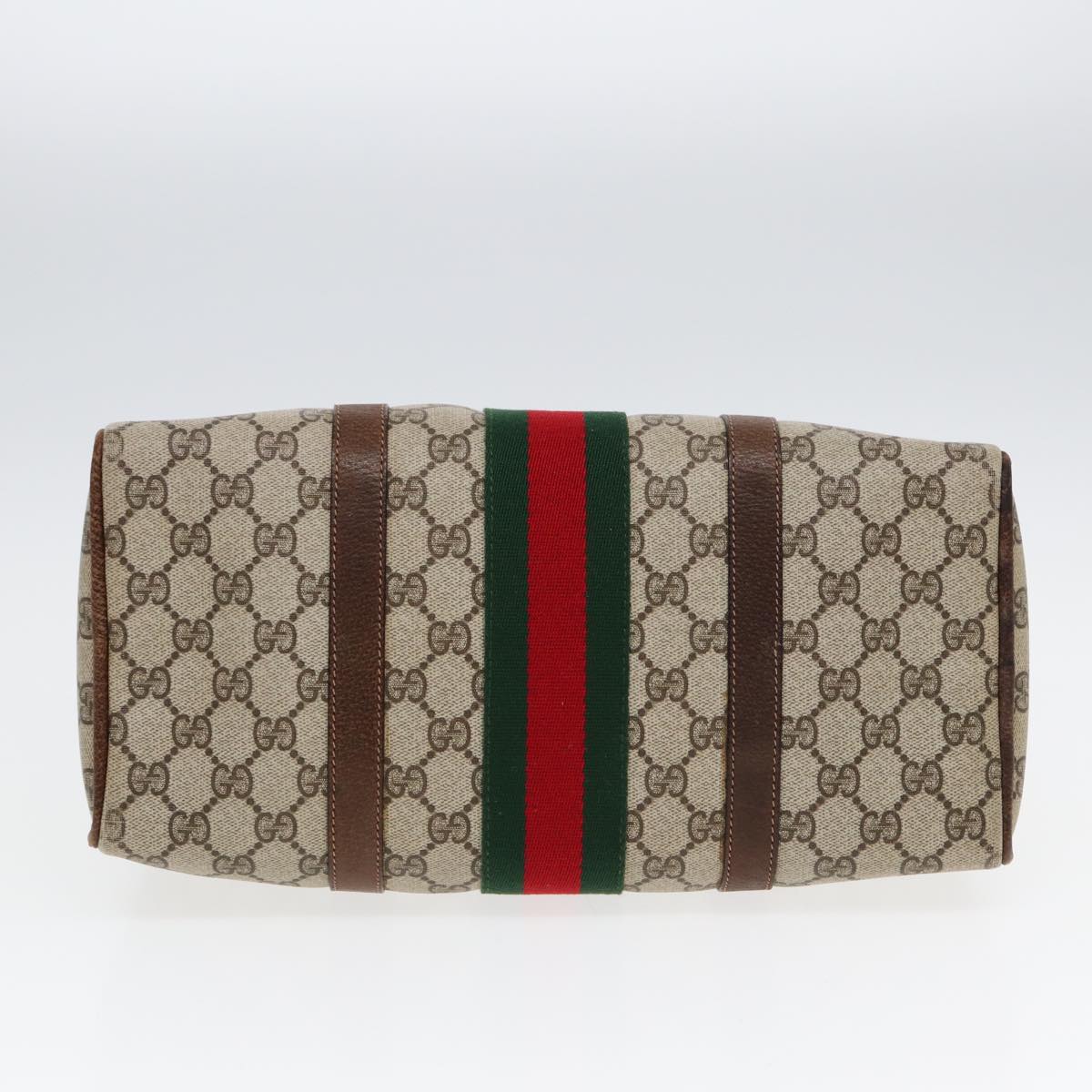 GUCCI GG Supreme Web Sherry Line Boston Bag PVC Beige 012 3842 33 39 84925