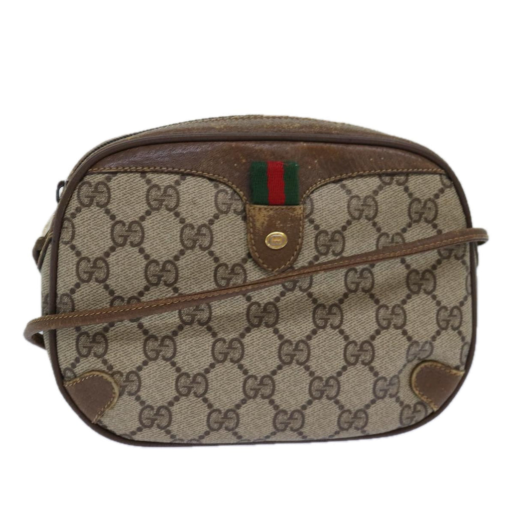 GUCCI GG Supreme Web Sherry Line Shoulder Bag PVC Beige Red 89 02 066 84927