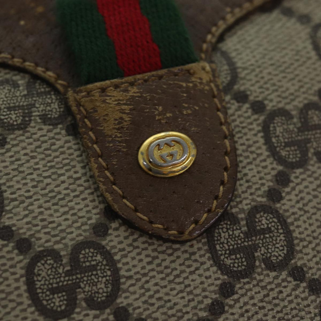 GUCCI GG Supreme Web Sherry Line Shoulder Bag PVC Beige Red 89 02 066 84927