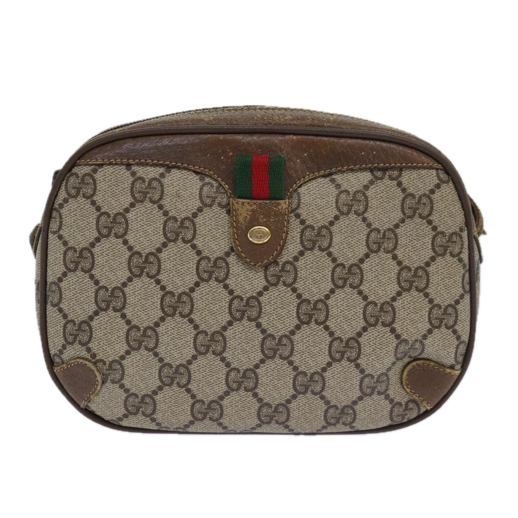 GUCCI GG Supreme Web Sherry Line Shoulder Bag PVC Beige Red 89 02 066 84927