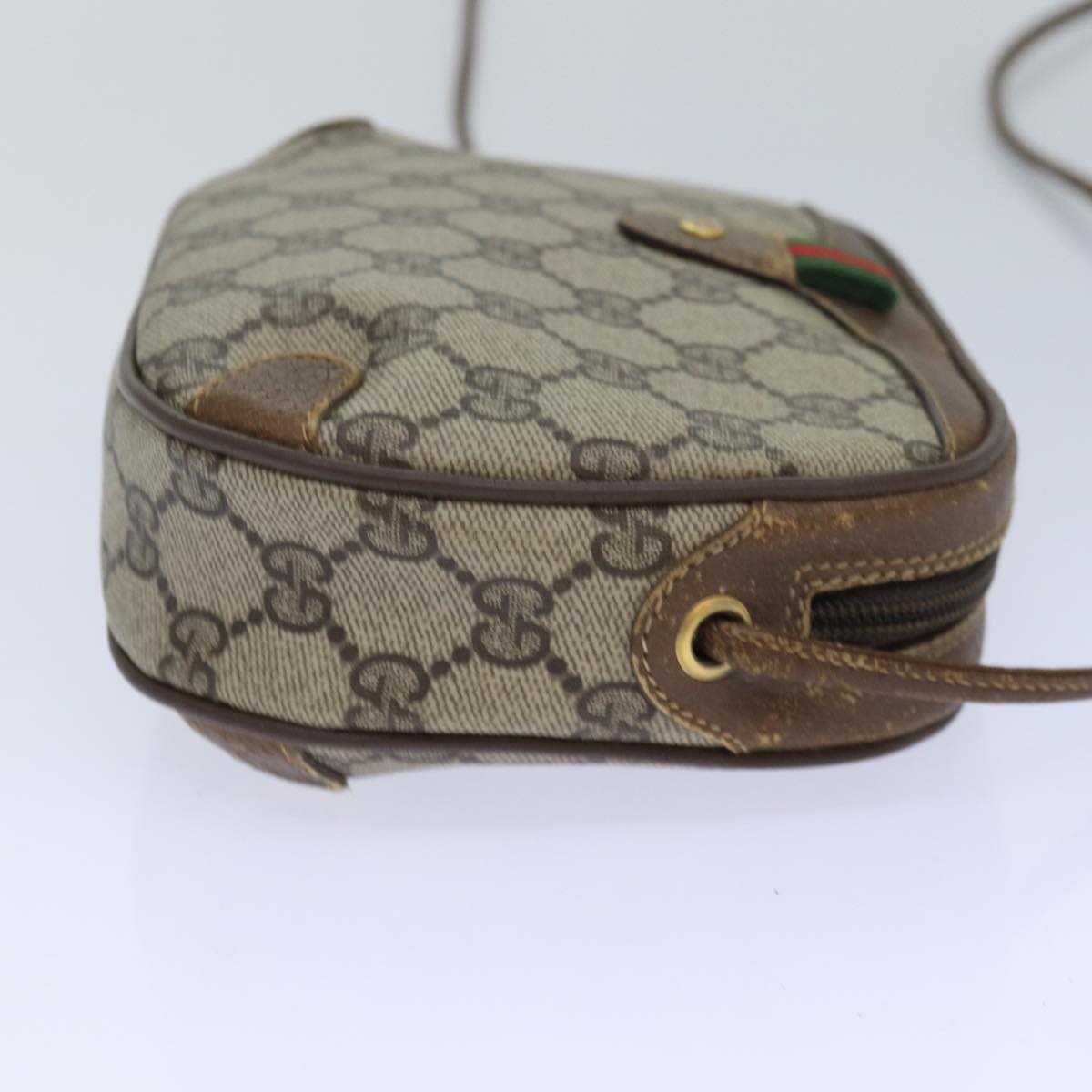 GUCCI GG Supreme Web Sherry Line Shoulder Bag PVC Beige Red 89 02 066 84927