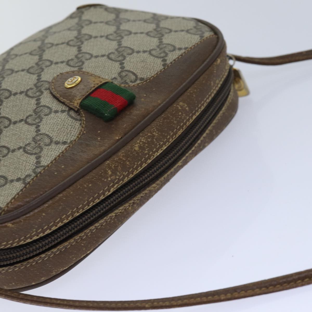 GUCCI GG Supreme Web Sherry Line Shoulder Bag PVC Beige Red 89 02 066 84927