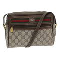 GUCCI GG Supreme Web Sherry Line Shoulder Bag PVC Beige Red Green 84928