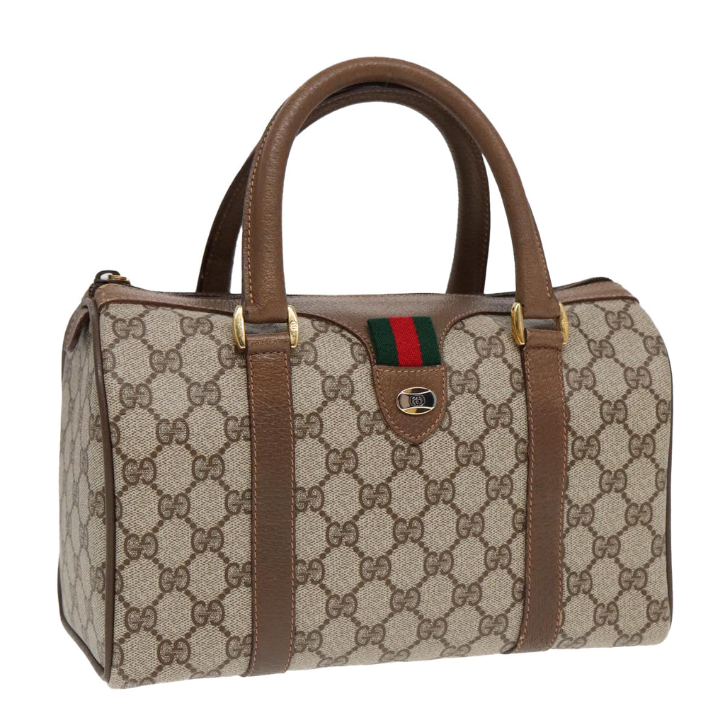 GUCCI GG Supreme Web Sherry Line Boston Bag PVC Beige Red 40 02 006 84929