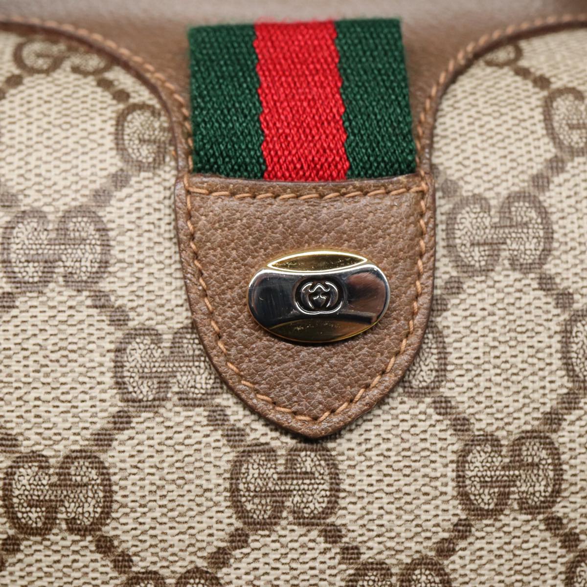 GUCCI GG Supreme Web Sherry Line Boston Bag PVC Beige Red 40 02 006 84929