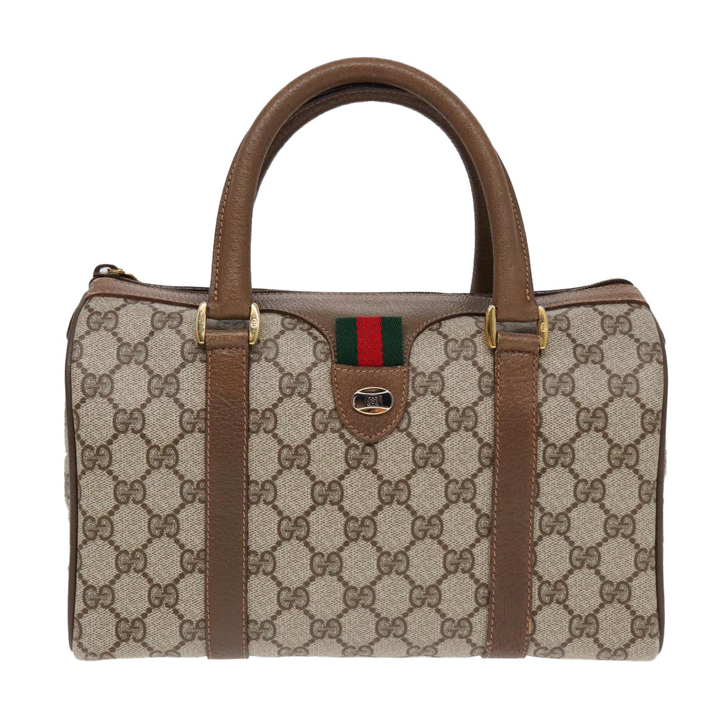GUCCI GG Supreme Web Sherry Line Boston Bag PVC Beige Red 40 02 006 84929