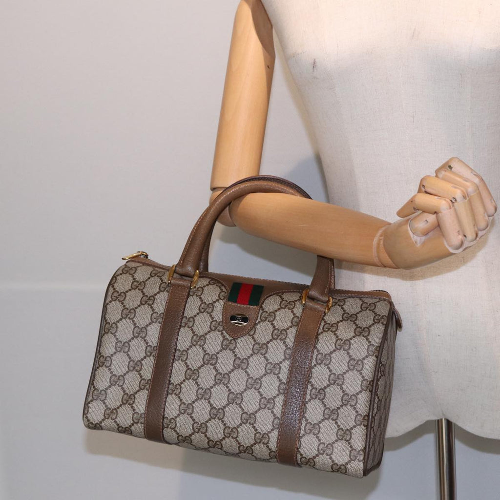 GUCCI GG Supreme Web Sherry Line Boston Bag PVC Beige Red 40 02 006 84929
