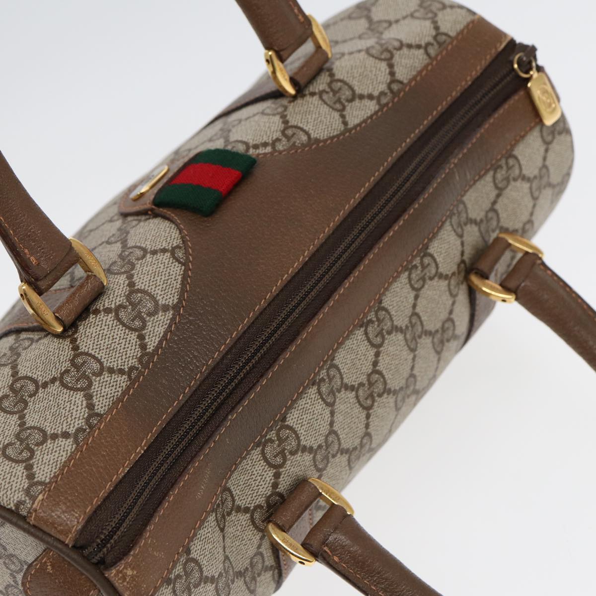 GUCCI GG Supreme Web Sherry Line Boston Bag PVC Beige Red 40 02 006 84929